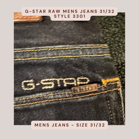 G-Star Raw Slim Men's Jean - Dark Wash - Size 31 Waist / 32 Length - Picture 5 of 5